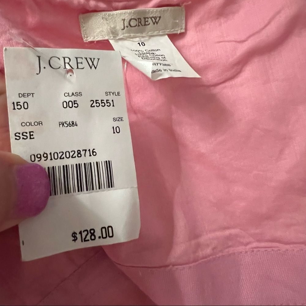 J. Crew New with Tags Pink Cotton Strapless Dress Size 10 - Picture 8 of 10